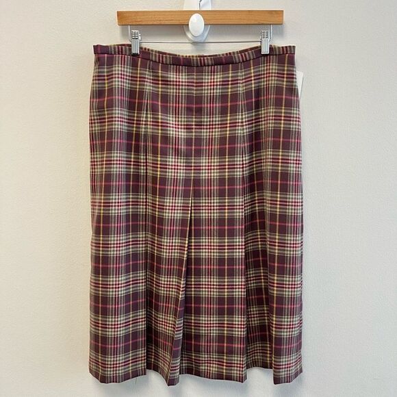 VTG Pendleton Women’s 14 Tall Plaid Multicolored A Line MIDI Skirt Wool USA NWT - Picture 1 of 11